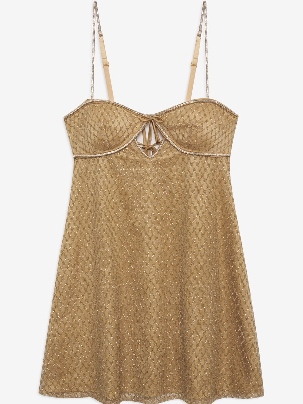For Love And Lemons Metallic Gold Crochet Mini Dress | Worn Once / Like New - Picture 3 of 3